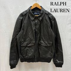 90's ラルフローレン レザージャケット ワンポイント刺繍ロゴ