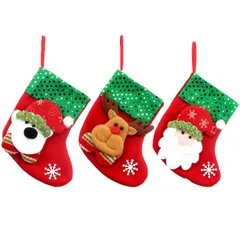 【Sun shop】クリスマス ミニ靴下 3点セット オーナメント 3種セット 北欧風 装飾 サンタ/トナカイ/クマ フェルト素材 可愛い 飾り付け おしゃれ ギフト [並行輸入品]