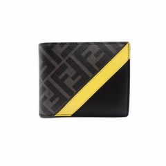 FENDI マネークリップ 二つ折り財布 ズッカ ダイアゴナル 黒 イエロー