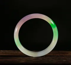 中古 翡翠 飄緑ラベンダー バングル 腕輪 天然石 フォローワー200円 