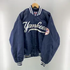 【中古】90s 韓国製 STARTER Diamond Collection スタジャン ヤンキース ネイビー L △傷・汚れ スターター[24]のサムネイル
