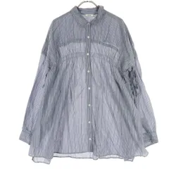 美品 niko and... ニコアンド ストライプ柄 長袖 ブラウス L ブルー系 レディース 古着