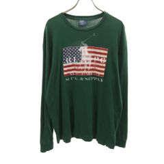 90s ポロ ラルフローレン 星条旗 長袖 Tシャツ カットソー ロンT L 