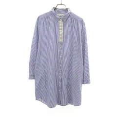 BEAMS HEART ビームスハート ストライプ柄 長袖 シャツワンピース ブルー レディース 古着