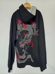 絡繰魂 カラクリダマシイ 鯉 刺繍 和柄 ジップパーカー L ブラック