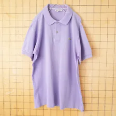 70s 80s フランス製 フレンチラコステ Lacoste ポロシャツ パープル メンズM相当 ワンポイント 半袖 ヨーロッパ古着　031926ss115