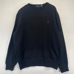 古着 ポロ・ラルフローレン POLO RALPH LAUREN スウェット プルオーバー クルーネック トレーナー ワンポイント M  ブラック系 メンズ