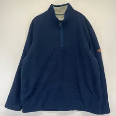 古着 オービス ORVIS フリース ニット ハーフジップ プルオーバー 袖ロゴパッチ ボアライナー 厚手 XL  ネイビー系 メンズのサムネイル