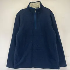 古着 オービス ORVIS フリース ニット ハーフボタン トレーナー プルオーバー 神ロゴパッチ ボアライナー 厚手 S  ネイビー系 メンズのサムネイル
