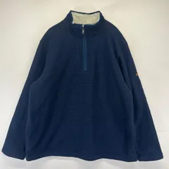 古着 オービス ORVIS フリース ニット ハーフジップ プルオーバー トレーナー 袖ロゴ ボアライナー 大きいサイズ XL  ネイビー系 メンズのサムネイル