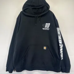 古着 カーハート Carhartt パーカー プルオーバー フーディー スウェットさ 企業 大きいサイズ 2XL  ブラック系 プリント メンズ