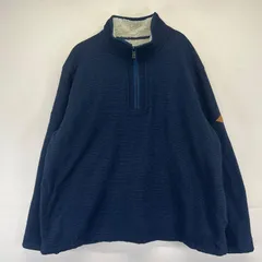 古着 オービス ORVIS フリース ニット ハーフジップ プルオーバー ボアライナー 袖ロゴパッチ 厚手 大きいサイズ XL  ネイビー系 メンズのサムネイル