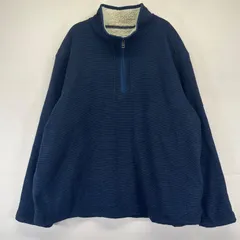古着 オービス ORVIS フリース ニット ハーフジップ プルオーバー 袖タグロゴ ボアライナー 大きいサイズ 厚手 2XL  ネイビー系 メンズのサムネイル