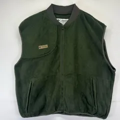 古着 コロンビア Columbia フリース ベスト フルジップ ハンティング ワンポイントロゴ ガンパッチ 大きいサイズ 2XL  グリーン系 メンズ