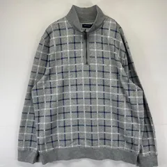 古着 ノーティカ NAUTICA スウェット ハーフジップ トレーナー プルオーバー ワンポイントロゴ 2XL  グレー系 チェック メンズ