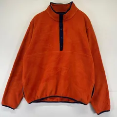 古着 エルエルビーン L.L.Bean フリース スウェット ハーフボタン スナップボタン プルオーバー ポーラテック L  オレンジ系 無地 メンズ