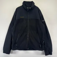 古着 コロンビア Columbia フリース ジャケット フルジップ ワンポイントロゴ刺繍 アウトドア デナリ風 ナイロン M  ブラック系 メンズ