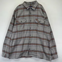 古着 パタゴニア patagonia 長袖シャツ ネルシャツ 厚手 アウトドア ワンポイントロゴ 大きいサイズ 2XL  グレー系 チェック メンズ