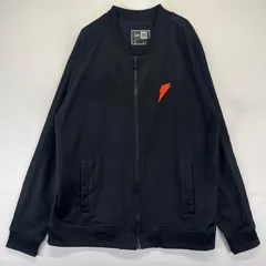 古着 ニューエラ NEW ERA ジャケット 稲妻ロゴ トラックジャケット ジャージ ワンポイントロゴ フルジップ XL  ブラック系 メンズのサムネイル
