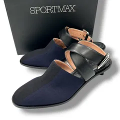SPORTMAX スポーツマックス ミュールパンプス ベルト シューズ イタリア製 箱付 収納袋付 ネイビー ブラック 紺 黒 サイズ38 レディース 春 夏 ゴーゴー古着セントラルパーク名古屋店 26 No.久1756のサムネイル
