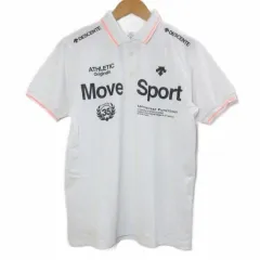デサント DESCENTE ムーブ スポーツ Move Sport 美品 ポロシャツ 半袖 スポーツウェア プリント M 白 ホワイト /X