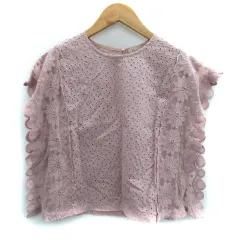 フラワー FLOWER カットソー ノースリーブ ラウンドネック レース 刺繍 F ダスティピンク /SM24のサムネイル