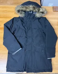 GAP ブラック マウンテンパーカー アウター フーディー ファー 8/9