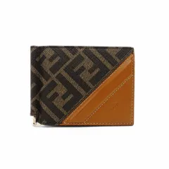 フェンディ FENDI ズッカ 折り財布 ブラウン系 メンズ 札入れ カードケース マネークリップ PVC レザー R801138
