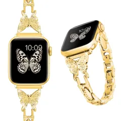 【新着商品】[ALVEIN] アップルウォッチ用バンド ベルト apple watch レディース Series 9 8 7 6 5 4 3 2 1 対応 細め 調整可能 蝶 バタフライ