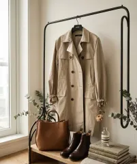正規品 DKNY ダブル ボタン トレンチコート (ベージュ/状態良し)のサムネイル
