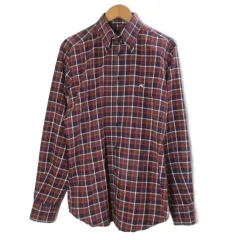 エトロ ETRO チェックシャツ ボタンダウン 長袖 刺繡 41 L相当 パープル系 /X