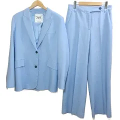 ザラ ZARA セットアップ スーツ テーラードジャケット シングル パンツ スラックス S 165/84A 水色 /X