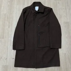 麻混 メンズ スタンダード ポケット バルマカーンコート 48
