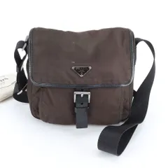 美品 プラダ テスート ナイロン トライアングルロゴ レザー ショルダーバッグ 斜め掛け メッセンジャー メンズ RNE DY16-8【中古】