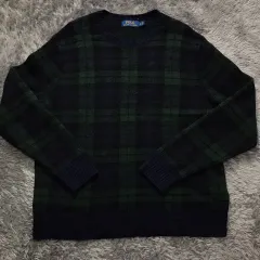 L A級 ポロ(POLO)ラルフローレン タン チェック ウール ニット