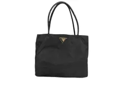 PRADA プラダ トートバッグ トライアングルロゴ BR3854 ブラック系 ナイロン エナメル レディース 三角ロゴ ゴールド金具