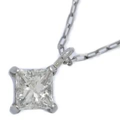 美品 1点モノ 0.19ct シンプルデザイン スクエア ダイヤモンド ネックレス ペンダント Pt900-1g プラチナ【♀】【N】【レディース】★■606319【中古】