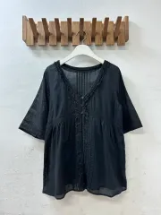 日本ヴィンテージ コットン100% シアーオープン ブラウス