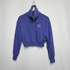 NERDY レディース クロップド ハーフジップ ハイネック スウェット M