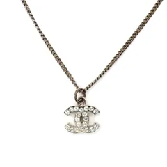 シャネル CHANEL ココマーク ネックレス CC ラインストーン シルバー 7-4-690