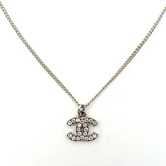 シャネル CHANEL ココマーク ネックレス CC ラインストーン シルバー A80 7-4-688