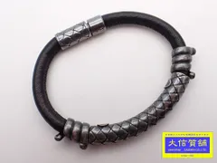 BOTTEGA VENETA ボッテガ・ヴェネタ AG925 シルバー レザー ブレスレット Sサイズ 腕回り16.5cm 23.48g 中古B+ 【送料無料】 C-9560【質屋出品】のサムネイル