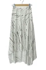 バレンシアガ BALENCIAGA 19SS 総柄 ロゴ プリント アシンメトリー 変形 フレア ロング スカート 白ホワイト ブランド古着ベクトル 中古☆AA★250925のサムネイル