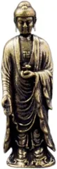 ORIJIRI ミニ仏像 釈迦如来 真鍮製 曹洞宗 臨済宗 日蓮宗 悩み 祈る 厄除け 御利益 功徳 守り本尊 (シルバー,  小)