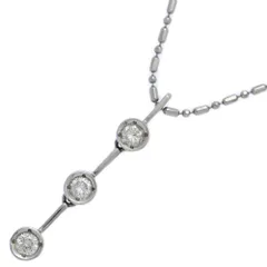 美品 1点モノ 0.2ct 3連 ダイヤモンド シンプル ネックレス ペンダント Pt900-Pt850-3.2g プラチナ 【♀】【A】【レディース】★■607162【中古】