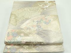 m801 夏帯 花模様 金彩 絽 六通 正絹 袋帯 - メルカリ