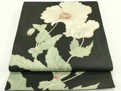 平和屋着物＊夏物　絽塩瀬　太鼓柄　京袋帯　牡丹　黒地　金彩　正絹　逸品　CABG7449rv