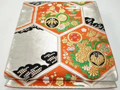 平和屋着物◎六通柄袋帯　唐織　亀甲花文　金銀糸　正絹　逸品　CABF7181fbのサムネイル