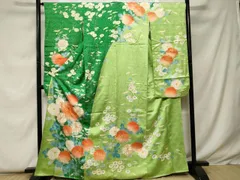 平和屋着物■豪華振袖　駒刺繍　枝菊文　暈し染め　金彩　正絹　逸品　CABF9289ev