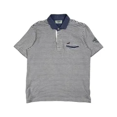 Crocodile クロコダイル ボーダー 半袖 ポロシャツ M/ホワイト系 メンズ